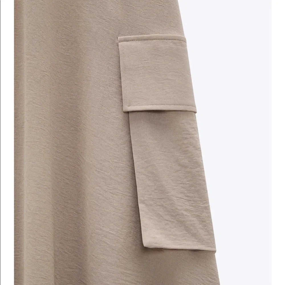 Tan super soft drawstring Zara Cargo skirt - Picture 2 of 4